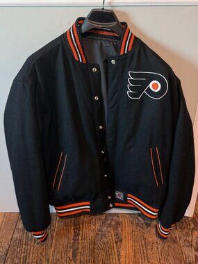 NEW Jeff Hamilton Philadelphia Flyers NHL Reversible Bomber Jacket NWOT Mens XL